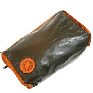 Unisex Hunting World Leather Trim Pouch – Green Tan Purse/Clutch Wallet 9x6x2.5"